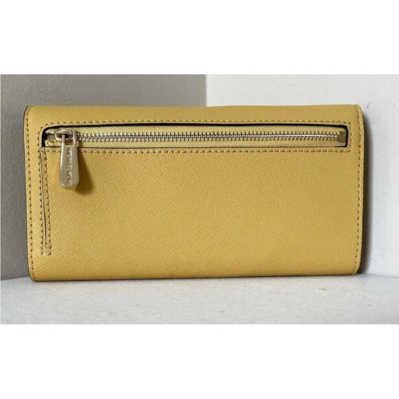 New Michael Kors Jet Set Travel Large Trifold Wallet Leather Dusty Daisy - Picture 3 of 4